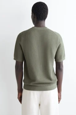 WAFFLE-KNIT COTTON T-SHIRT