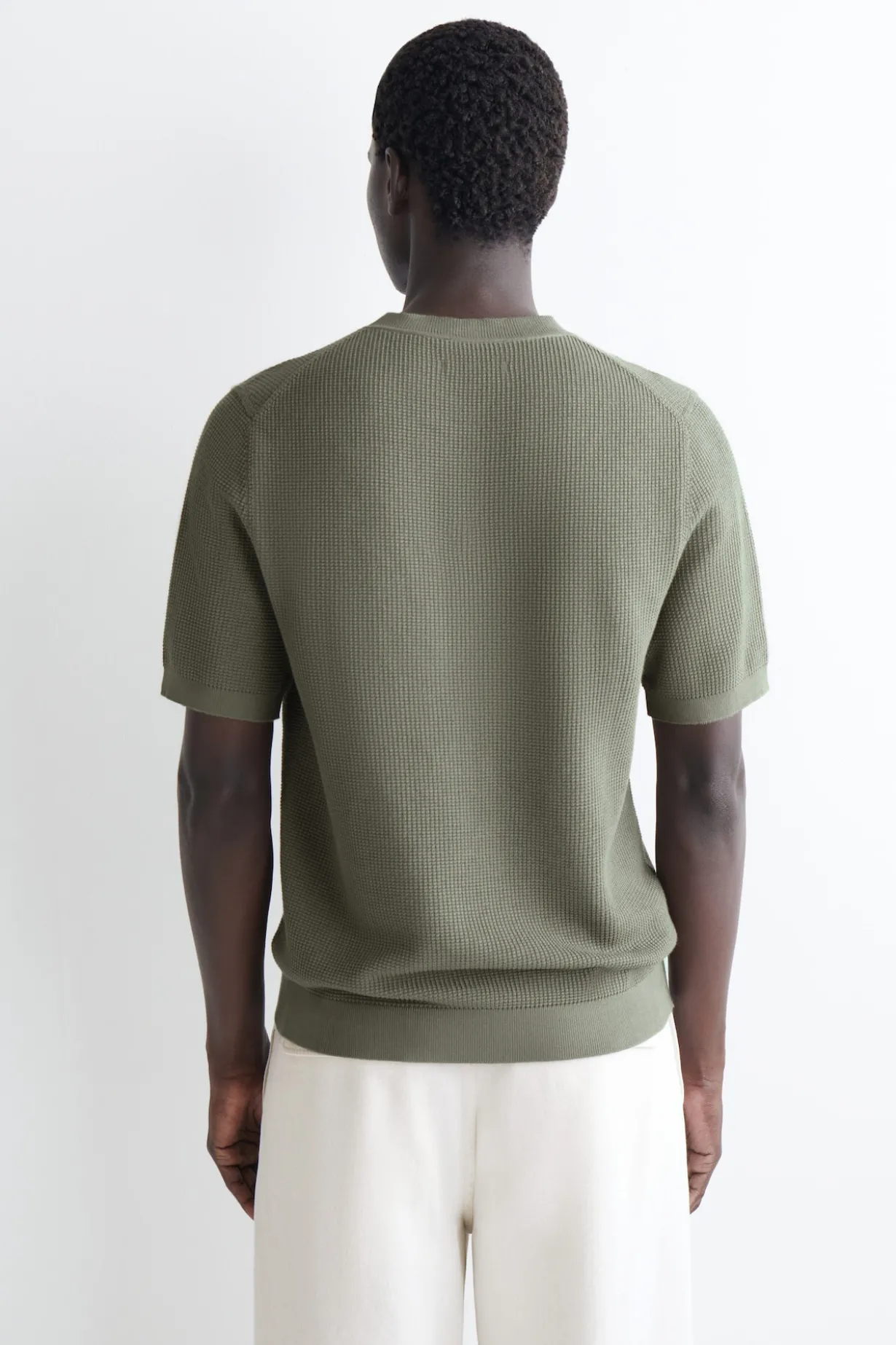 WAFFLE-KNIT COTTON T-SHIRT