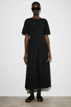 WAISTED COTTON MIDI DRESS
