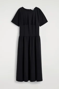 WAISTED COTTON MIDI DRESS