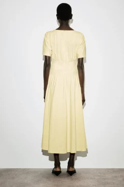 WAISTED COTTON MIDI DRESS