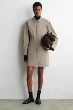 WAISTED COTTON SHIRT DRESS