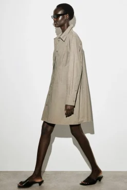 WAISTED COTTON SHIRT DRESS