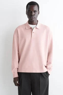 WASHED-COTTON POLO SWEATSHIRT