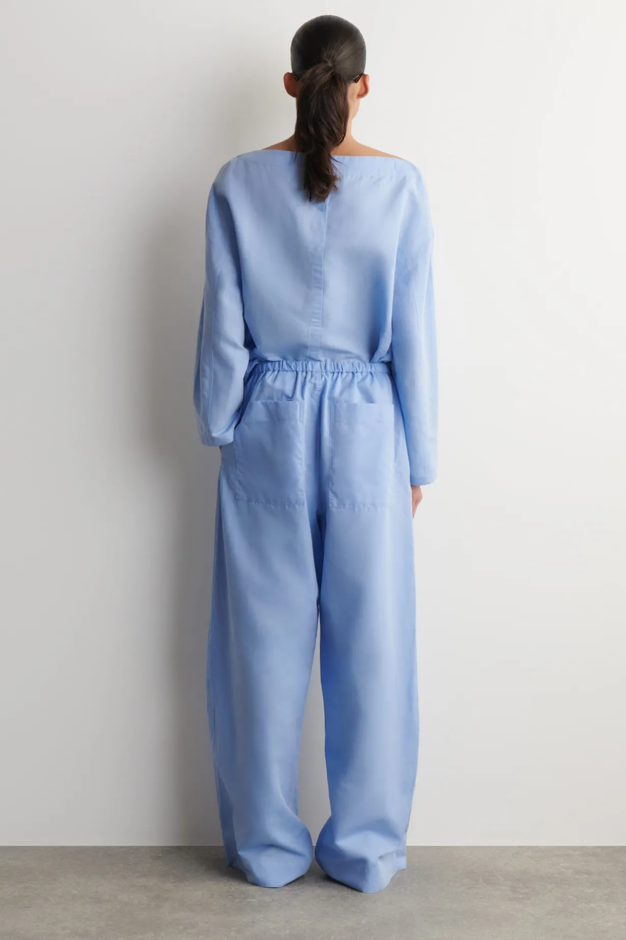 WIDE-LEG LINEN DRAWSTRING PANTS
