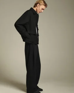 WIDE-LEG PLEATED COTTON PANTS