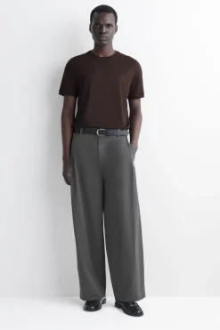 WIDE-LEG PLEATED COTTON PANTS