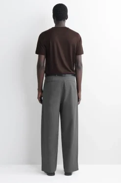 WIDE-LEG PLEATED COTTON PANTS