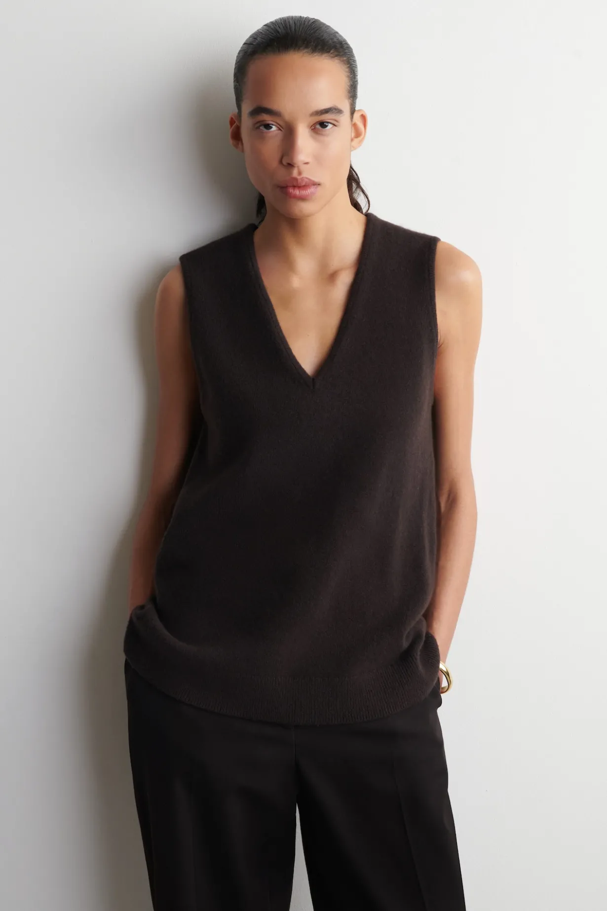 WOOL V-NECK TUNIC VEST