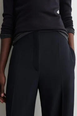 WOOL-BLEND BARREL-LEG PANTS