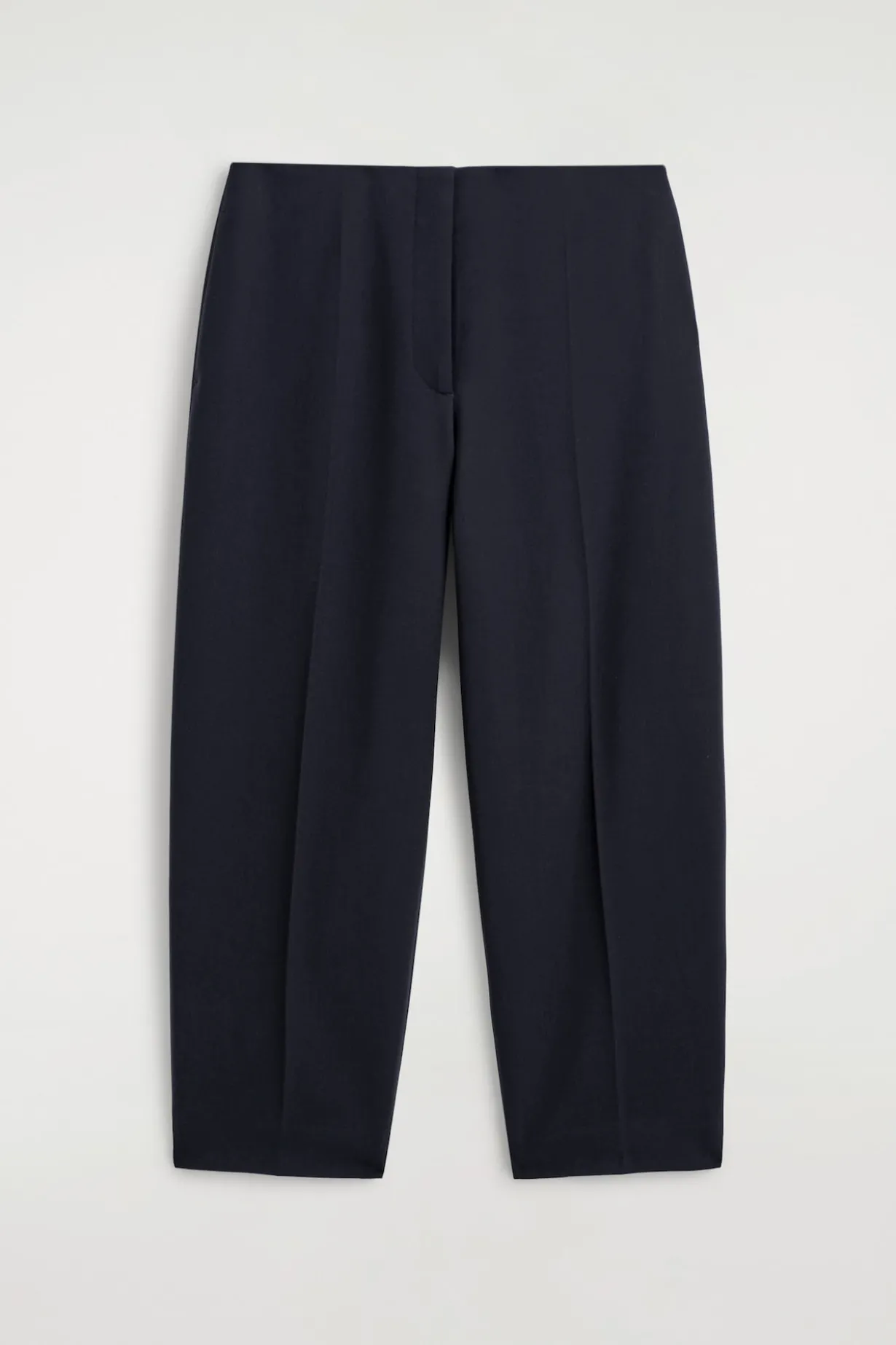 WOOL-BLEND BARREL-LEG PANTS