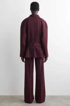 WOOL-BLEND STRAIGHT-LEG PANTS