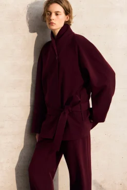 WOOL-BLEND STRAIGHT-LEG PANTS