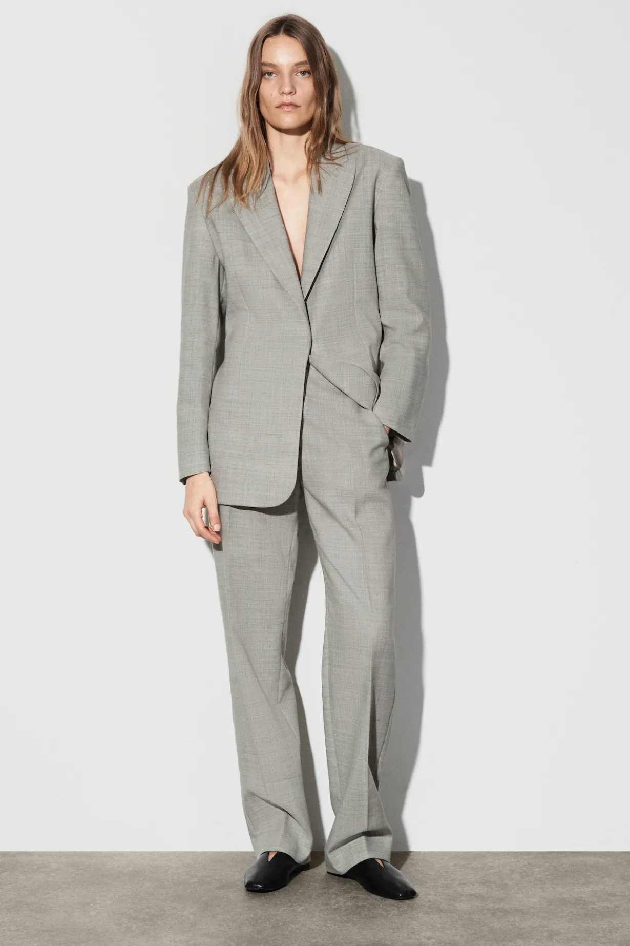 WOOL-BLEND STRAIGHT-LEG PANTS