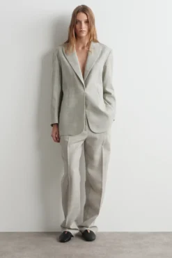 WOOL-BLEND STRAIGHT-LEG PANTS