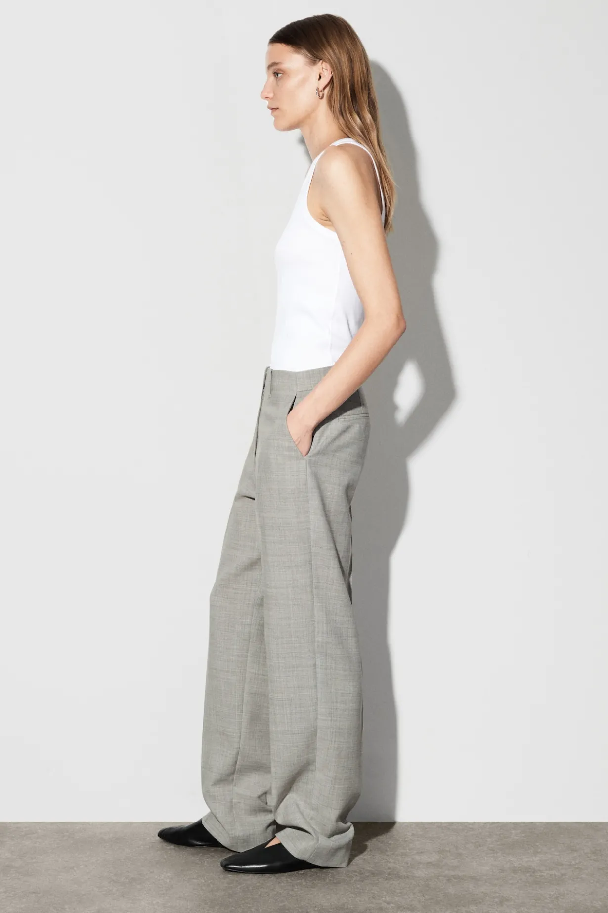 WOOL-BLEND STRAIGHT-LEG PANTS