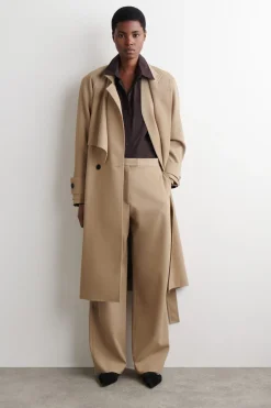 WOOL-TWILL STRAIGHT-LEG PANTS