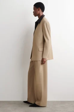 WOOL-TWILL STRAIGHT-LEG PANTS