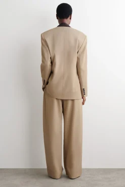 WOOL-TWILL STRAIGHT-LEG PANTS