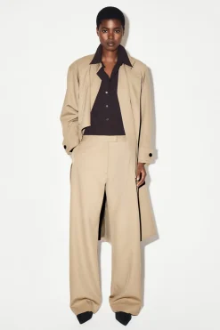 WOOL-TWILL STRAIGHT-LEG PANTS