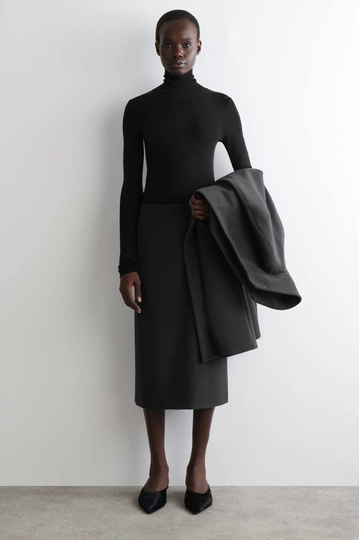 WOOL-ZIBELINE PENCIL SKIRT
