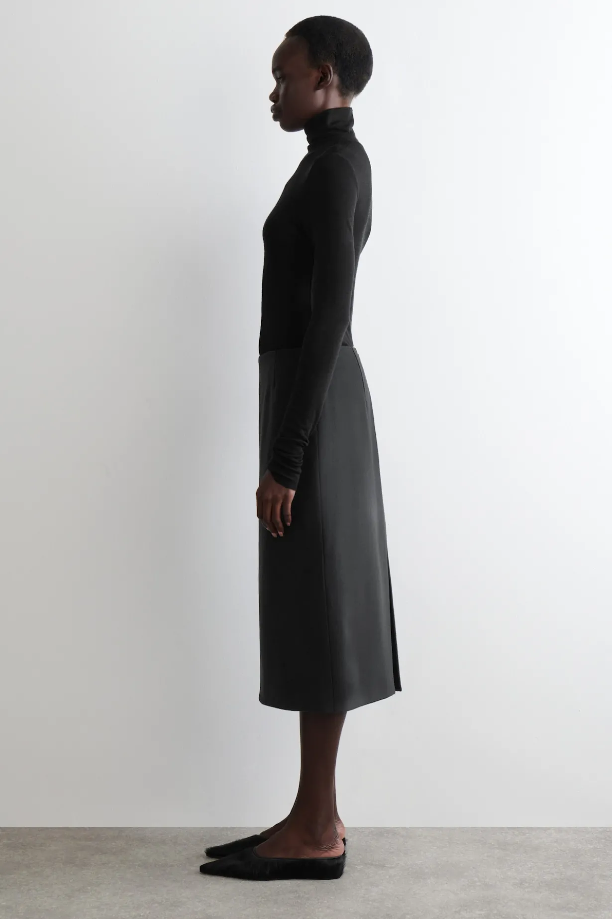 WOOL-ZIBELINE PENCIL SKIRT