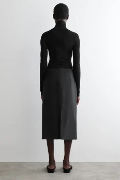 WOOL-ZIBELINE PENCIL SKIRT
