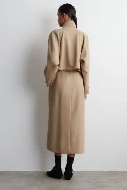 WRAP-OVER WOOL-TWILL TRENCH COAT